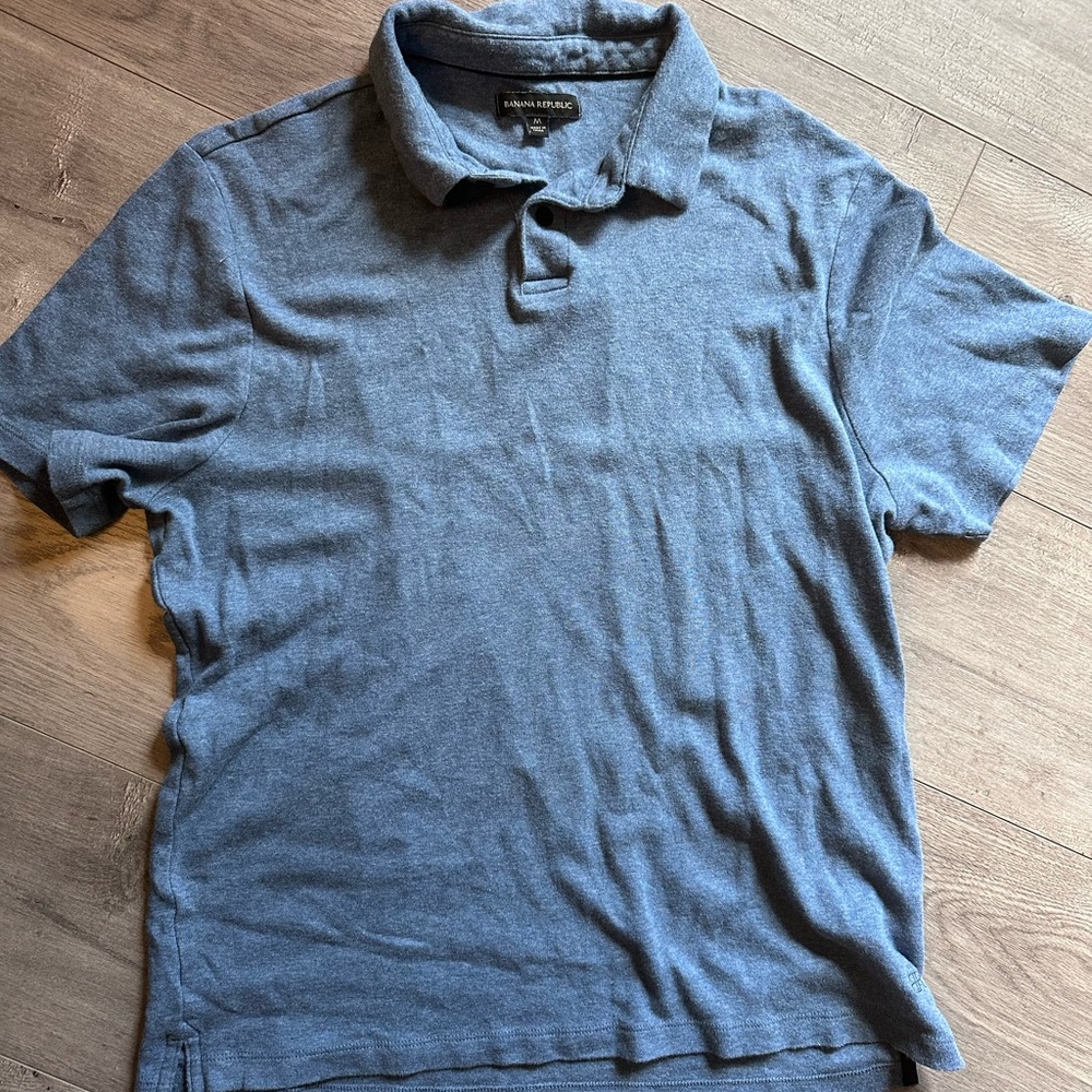Banana Republic Men's Heathered Slate Blue Polo